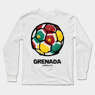 Grenada Football Country Flag Long Sleeve T-Shirt